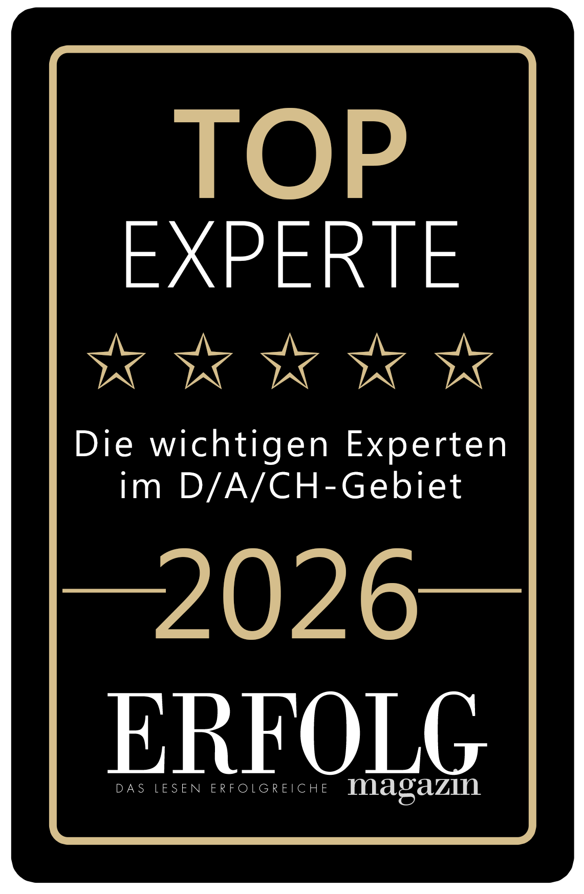 Auszeichnung TOP-Experten 2026 vom ERFOLG Magazin