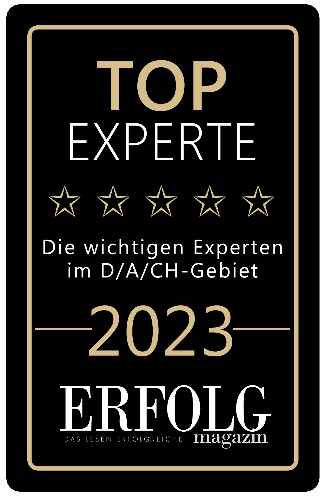 Auszeichnung TOP-Experten 2023 vom ERFOLG Magazin